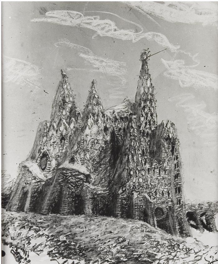 Fotografía de la maqueta invertida pintada a mano